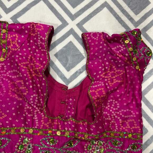 Elegant Pink and Green Lehenga - Picture 12 of 15